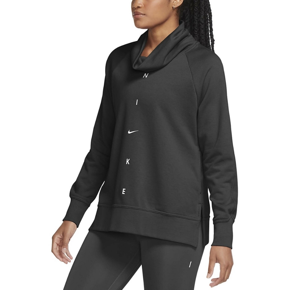 Nike Sportswear Funnel Neck Sweatshirt Womens Small Black Grey Pullover Graphic
